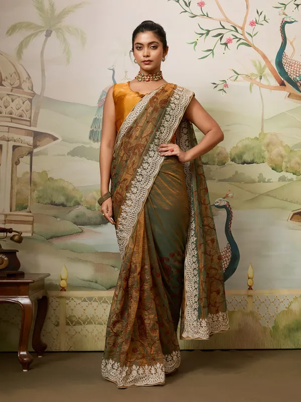 Brown_Silk_Blend_Saree_For_Women