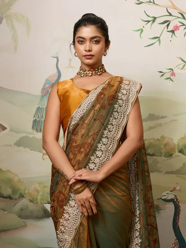 Brown_Silk_Blend_Saree_For_Women