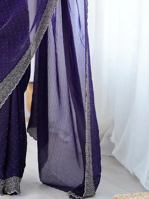 Navy_Blue_Silk_Blend_Saree_For_Women