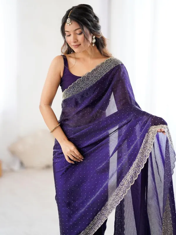 Navy_Blue_Silk_Blend_Saree_For_Women