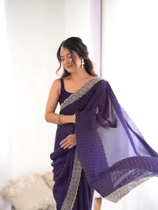 Navy_Blue_Silk_Blend_Saree_For_Women