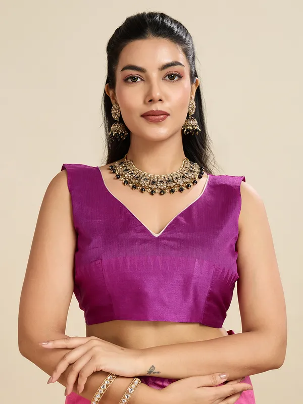 Pink_Silk_Blend_Saree_For_Women