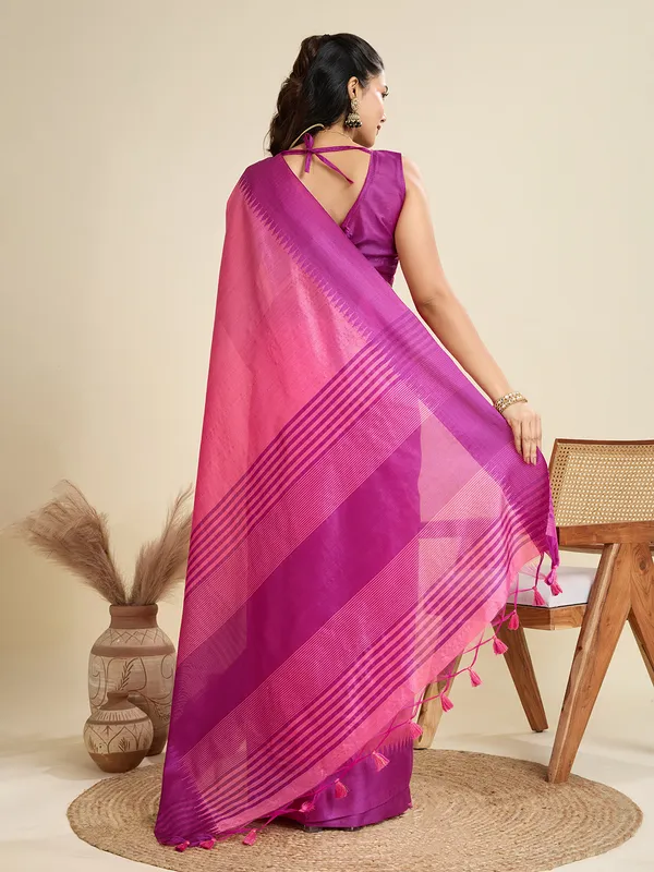 Pink_Silk_Blend_Saree_For_Women