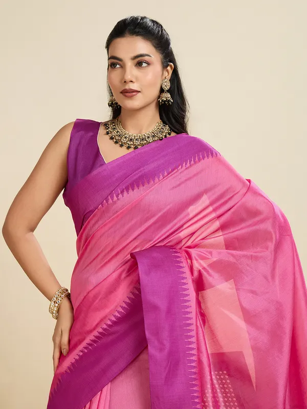 Pink_Silk_Blend_Saree_For_Women