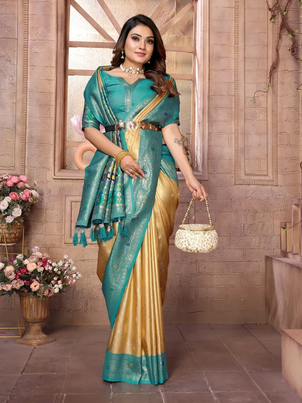 Gold_Toned_Tissue_Saree_For_Women
