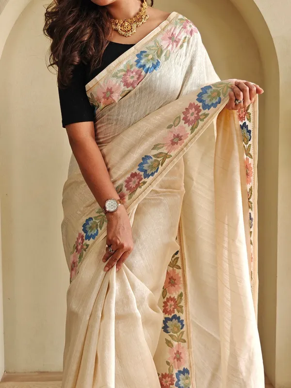 Cream_Art_Silk_Saree_For_Women