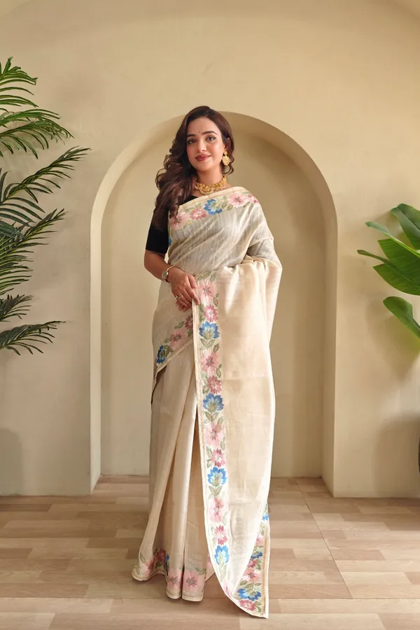 Cream_Art_Silk_Saree_For_Women