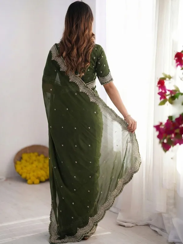 Green_Poly_Georgette_Saree_For_Women
