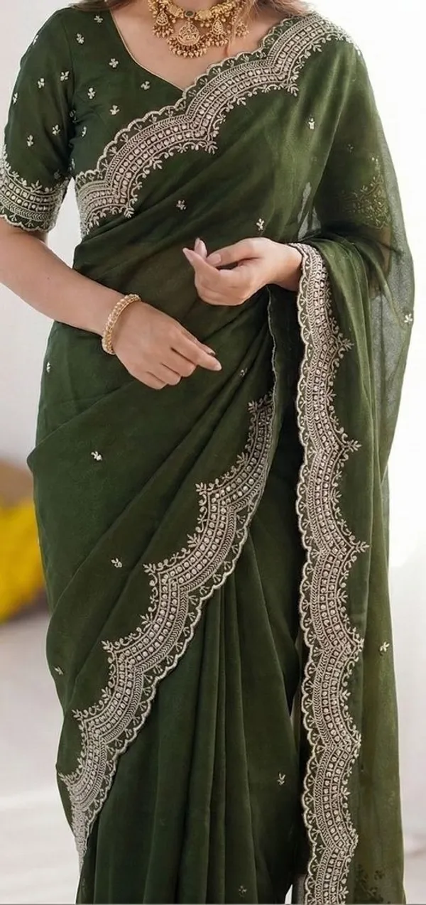Green_Poly_Georgette_Saree_For_Women