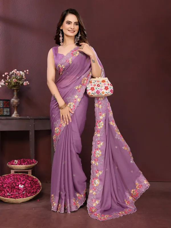Purple_Poly_Georgette_Saree_For_Women