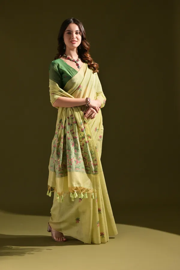 Yellow_Muga_Pure_Cotton_Saree_For_Women