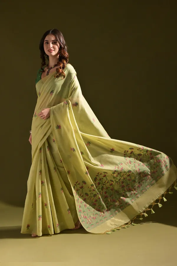 Yellow_Muga_Pure_Cotton_Saree_For_Women