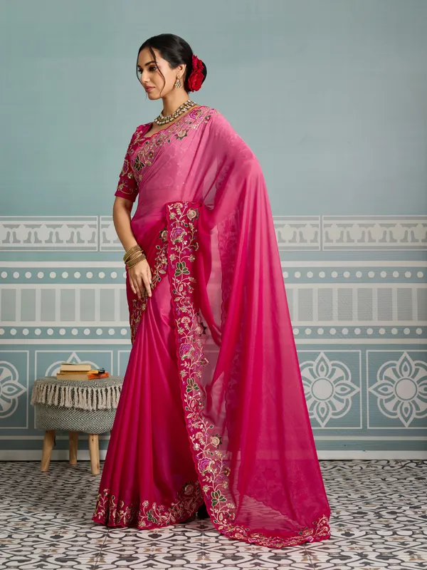 Pink_Poly_Georgette_Saree_For_Women
