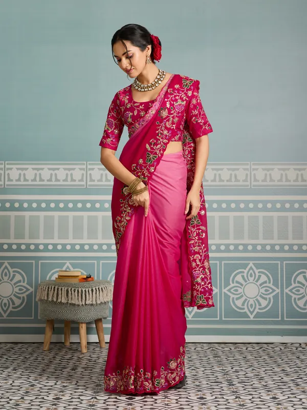 Pink_Poly_Georgette_Saree_For_Women