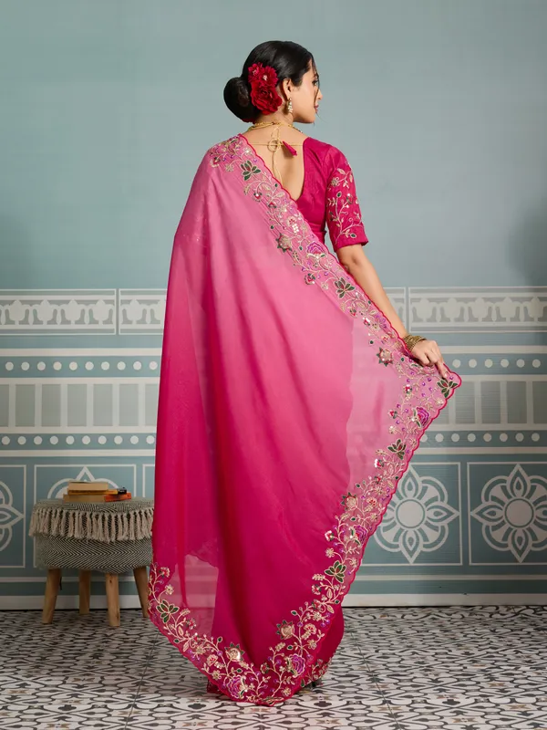 Pink_Poly_Georgette_Saree_For_Women