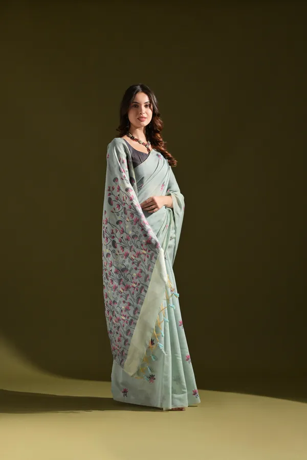 Ocean_Blue_Pure_Cotton_Saree_For_Women