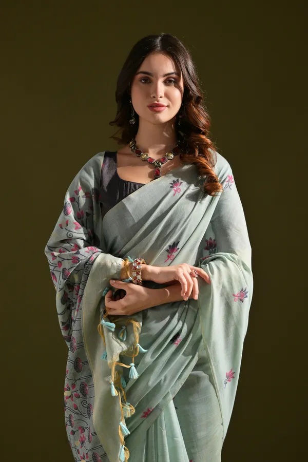 Ocean_Blue_Pure_Cotton_Saree_For_Women
