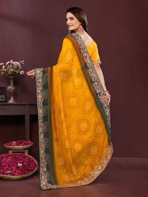 Yellow_Poly_Georgette_Saree_For_Women