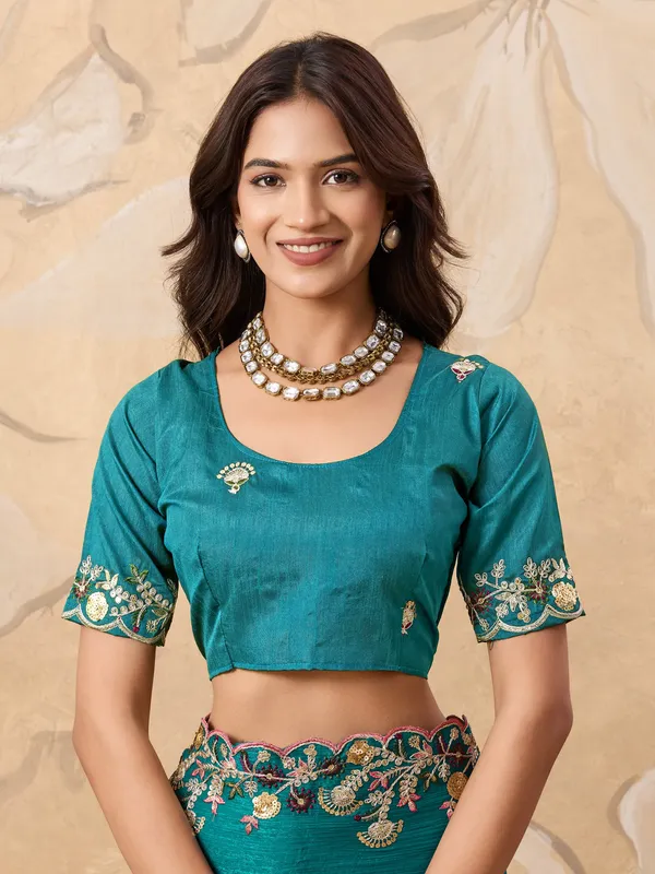 Teal_Pure_Chiffon_Saree_For_Women