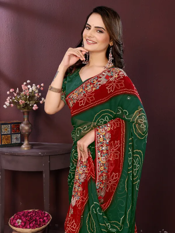 Green_Poly_Georgette_Saree_For_Women