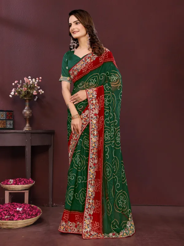 Green_Poly_Georgette_Saree_For_Women