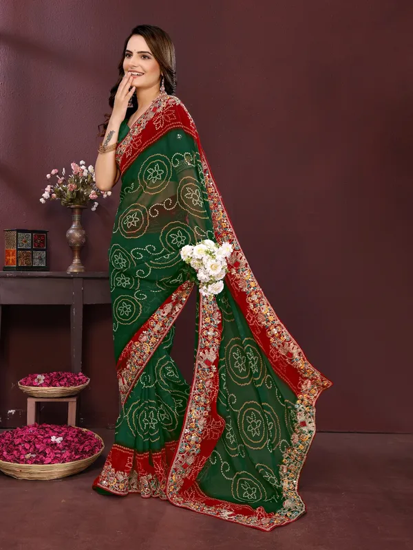 Green_Poly_Georgette_Saree_For_Women