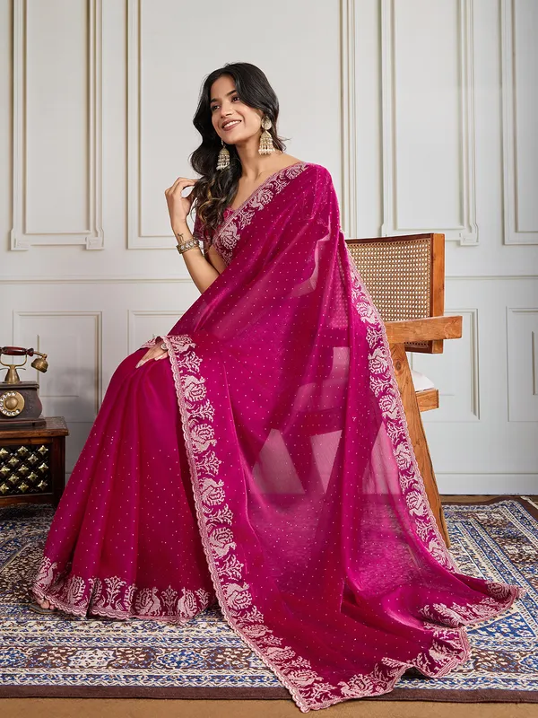 Pink_Pure_Chiffon_Saree_For_Women