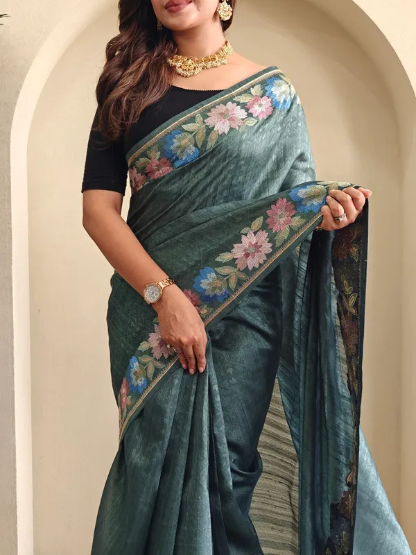 Teal_Art_Silk_Saree_For_Women