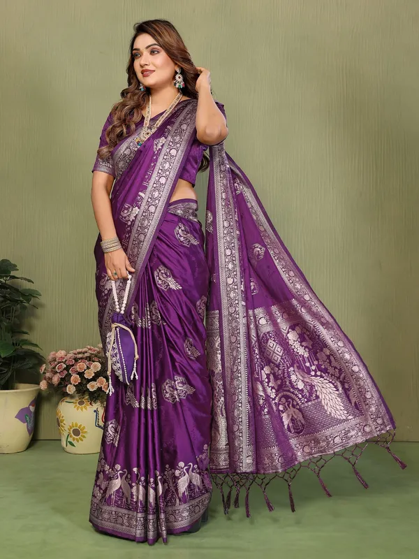 Purple_Satin_Saree_For_Women