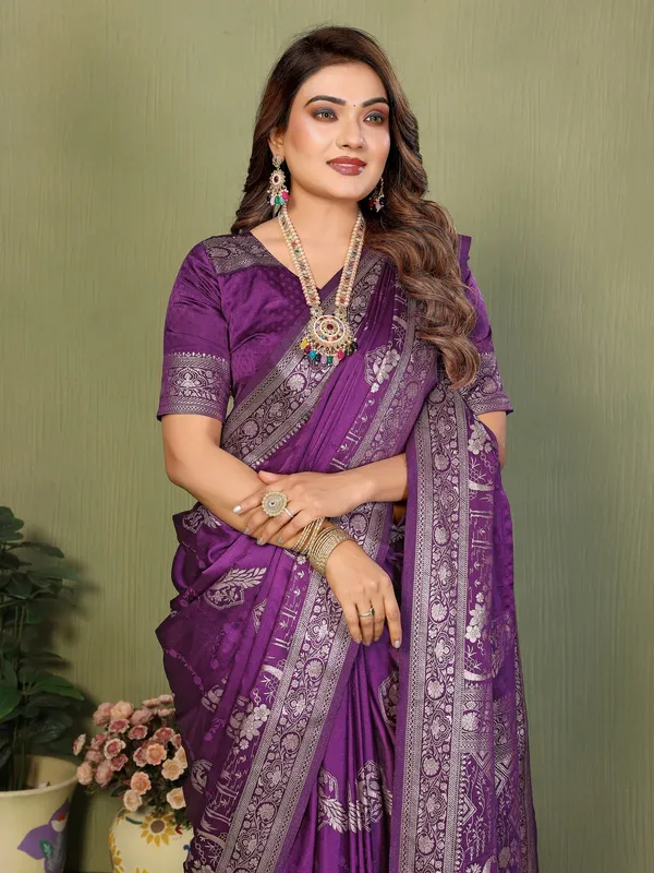 Purple_Satin_Saree_For_Women