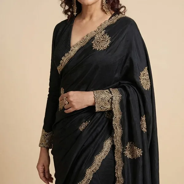 Black_Silk_Blend_Saree_For_Women