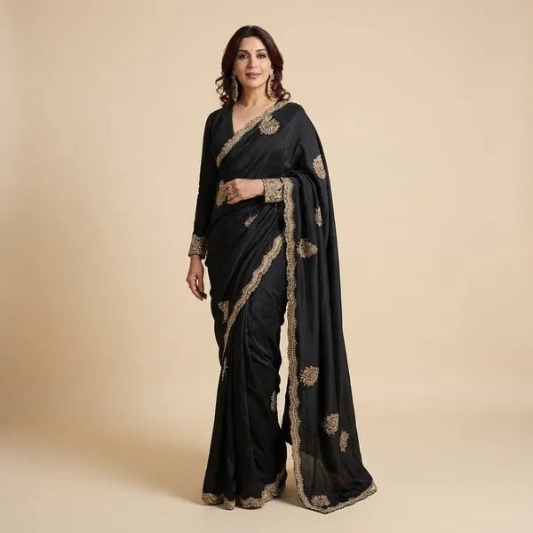 Black_Silk_Blend_Saree_For_Women