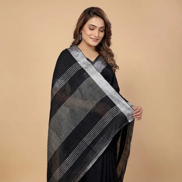 Black_Linen_Blend_Saree_For_Women