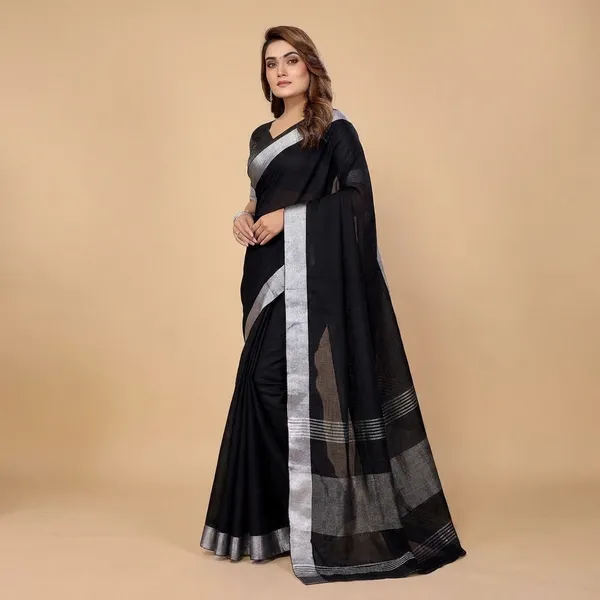 Black_Linen_Blend_Saree_For_Women