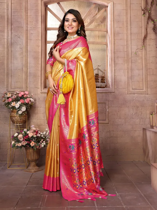 Gold_Toned_Tissue_Saree_For_Women