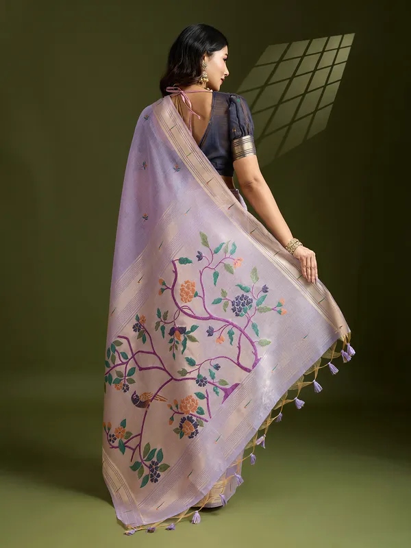 Lavender_Pure_Cotton_Saree_For_Women