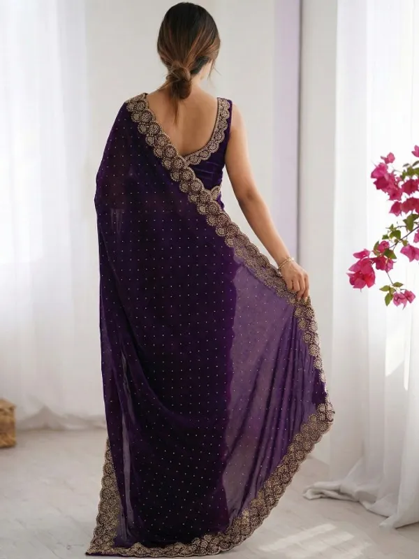 Purple_Velvet_Saree_For_Women