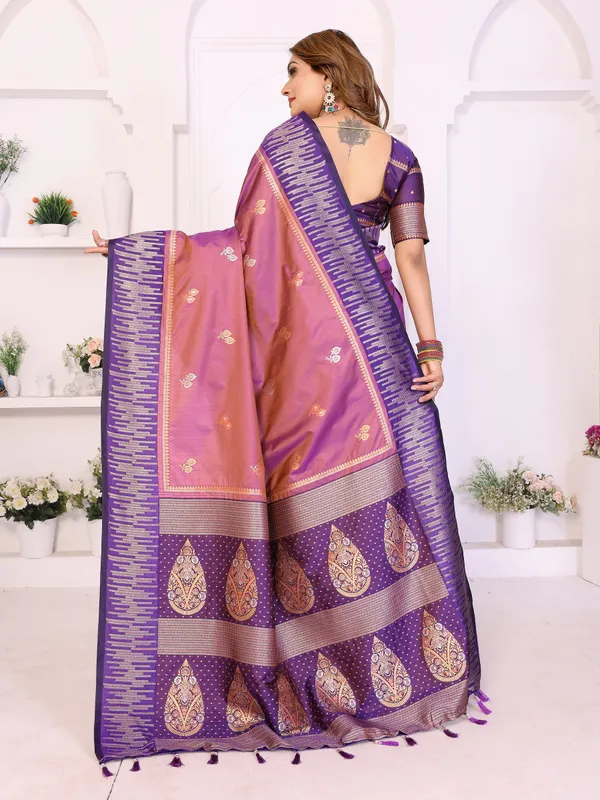 Purple_Silk_Blend_Saree_For_Women