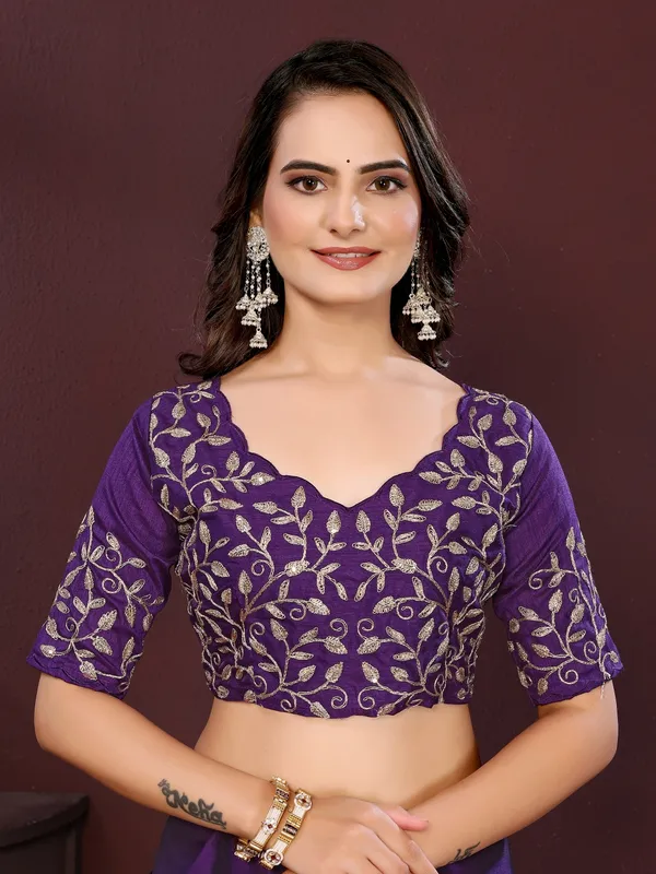 Purple_Silk_Blend_Saree_For_Women