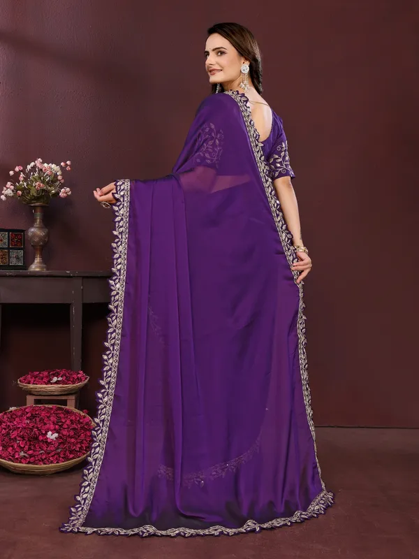 Purple_Silk_Blend_Saree_For_Women