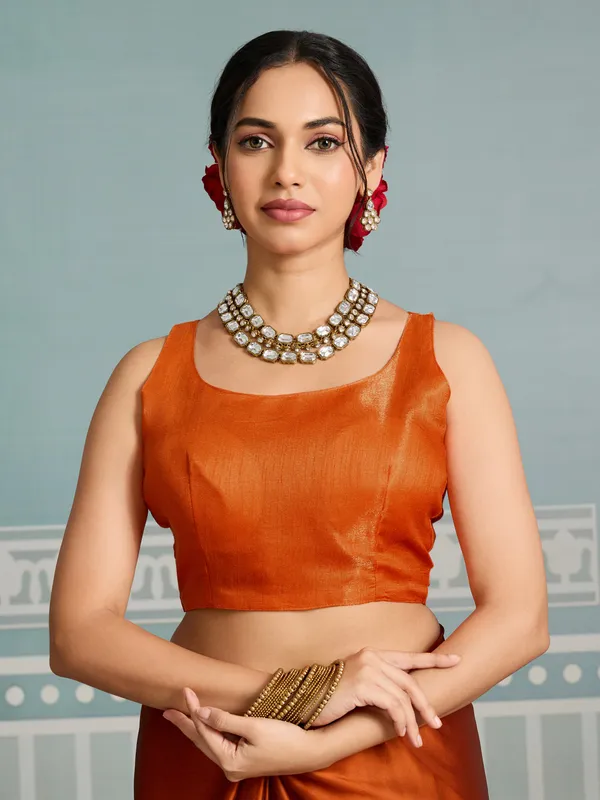 Rust_Silk_Blend_Saree_For_Women