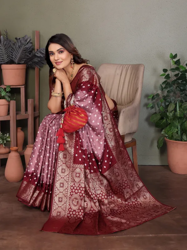 Maroon_Silk_Blend_Saree_For_Women