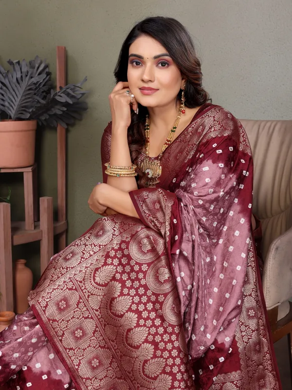 Maroon_Silk_Blend_Saree_For_Women