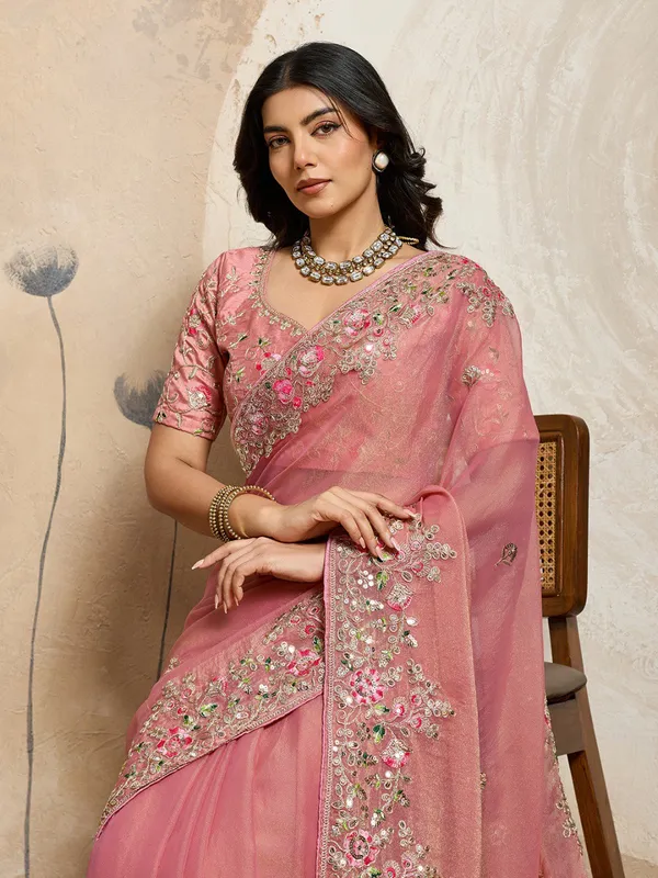 Pink_Pure_Chiffon_Saree_For_Women