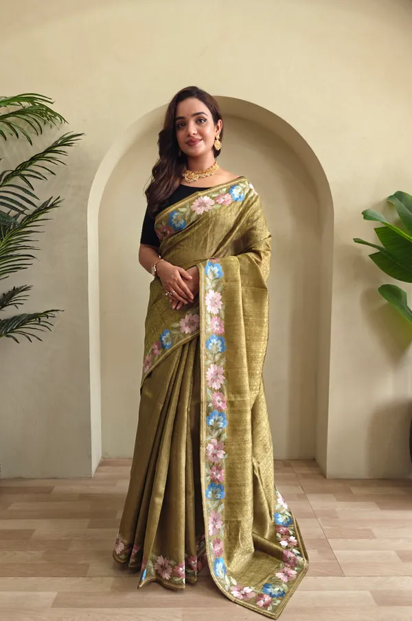 Olive_Art_Silk_Saree_For_Women