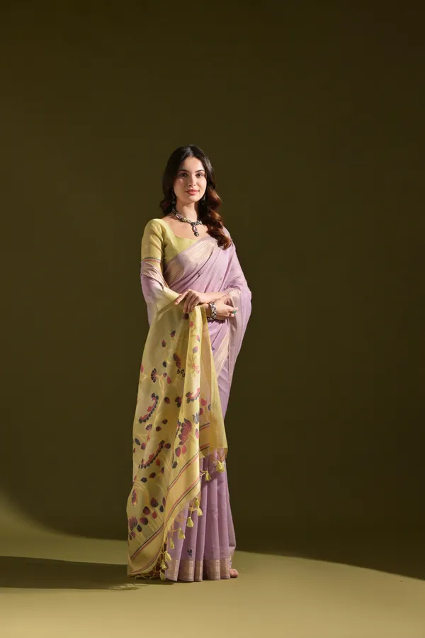 Lavender_Pure_Cotton_Saree_For_Women