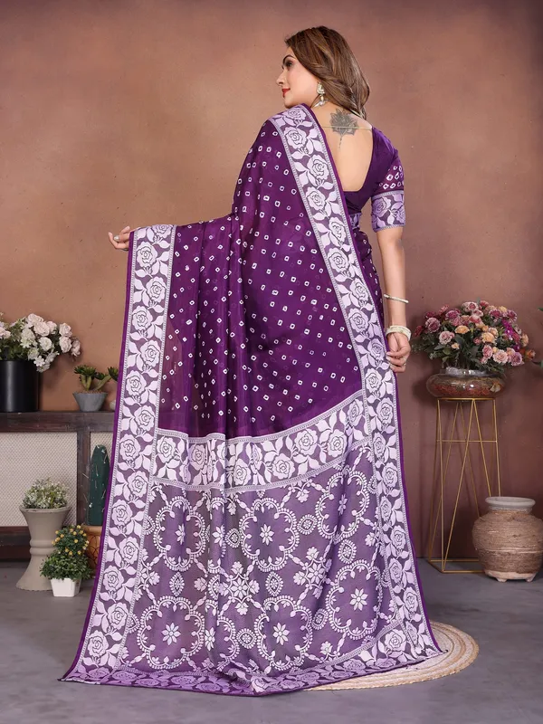 Purple_Silk_Blend_Saree_For_Women