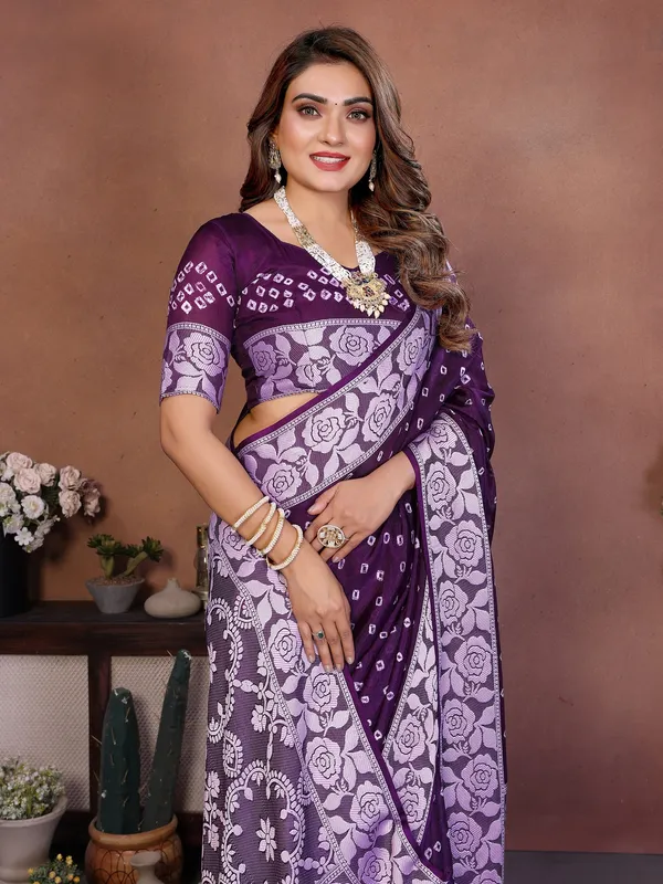 Purple_Silk_Blend_Saree_For_Women