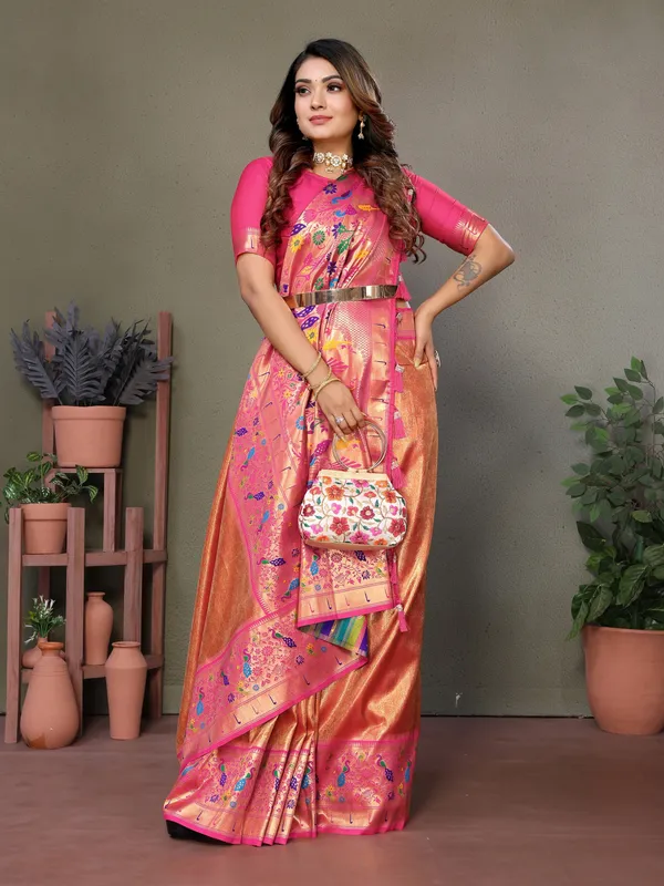 Pink_Tissue_Saree_For_Women