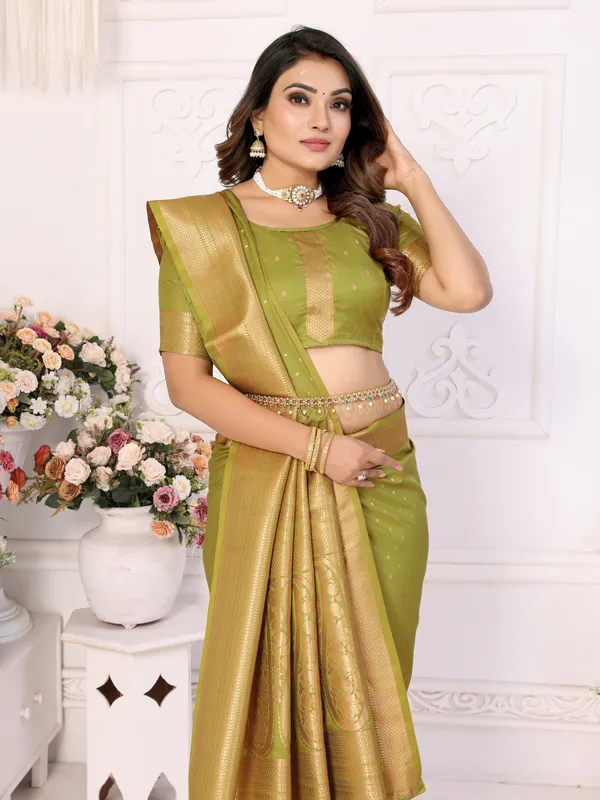 Olive_Art_Silk_Saree_For_Women